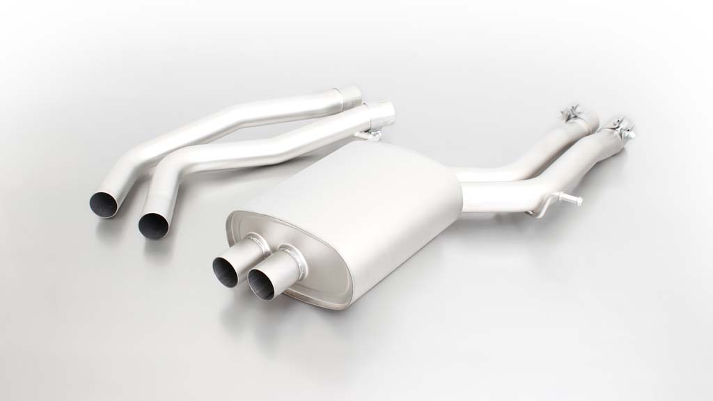 Resonated Cat back System Left/Right with 2 tail pipes 84 mm angled Audi : A4 B8 Avant S4 3.0 TFSI