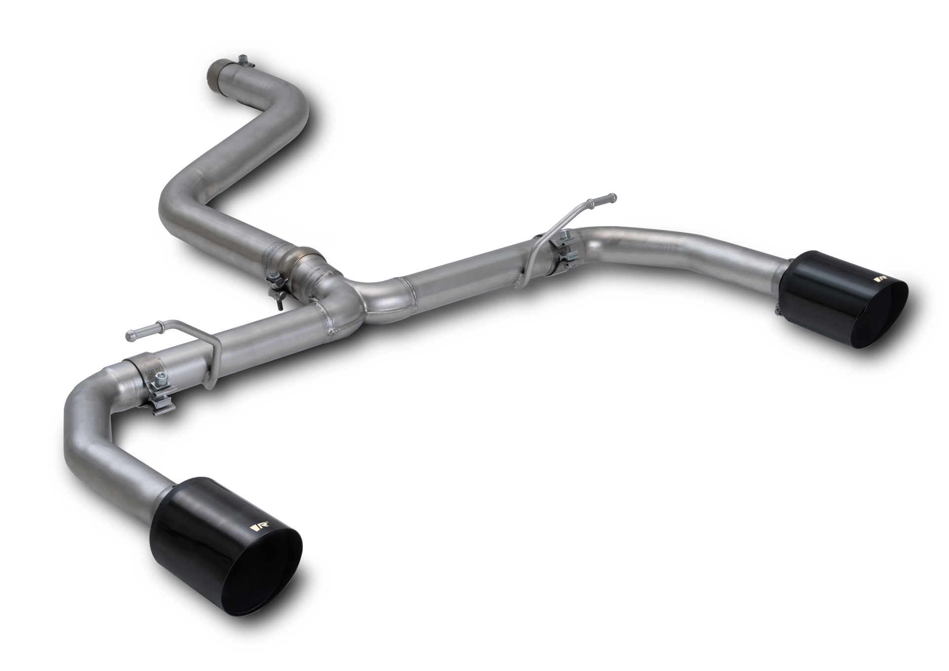 Axle back Racing system Left/Right with 2 tail pipes 115 mm angled, engraved, Black Chrome Ford : Focus Mk4 2.3 ST Estate