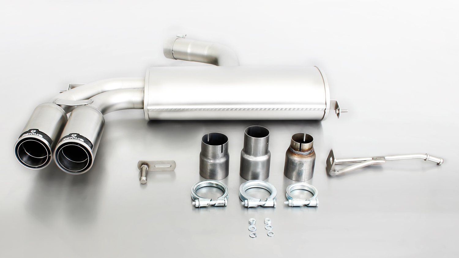 Rear Silencer Left with 2 tail pipes 84 mm straight Volkswagen : Golf Mk5 2.0 TSI GTI