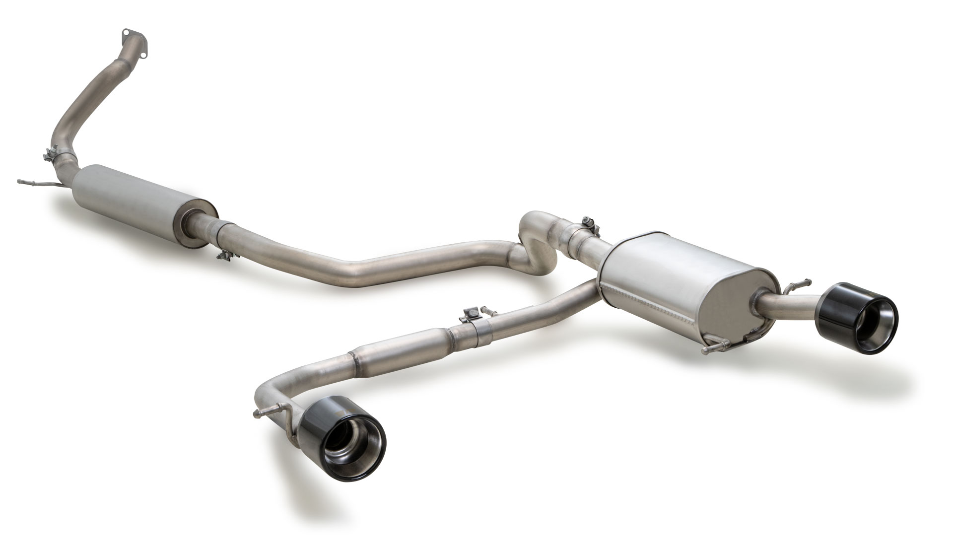 Resonated Cat back System Left/Right with 2 tail pipes 115 mm Black Chrome Suzuki : Swift Type AZ 1.4 Turbo Sport