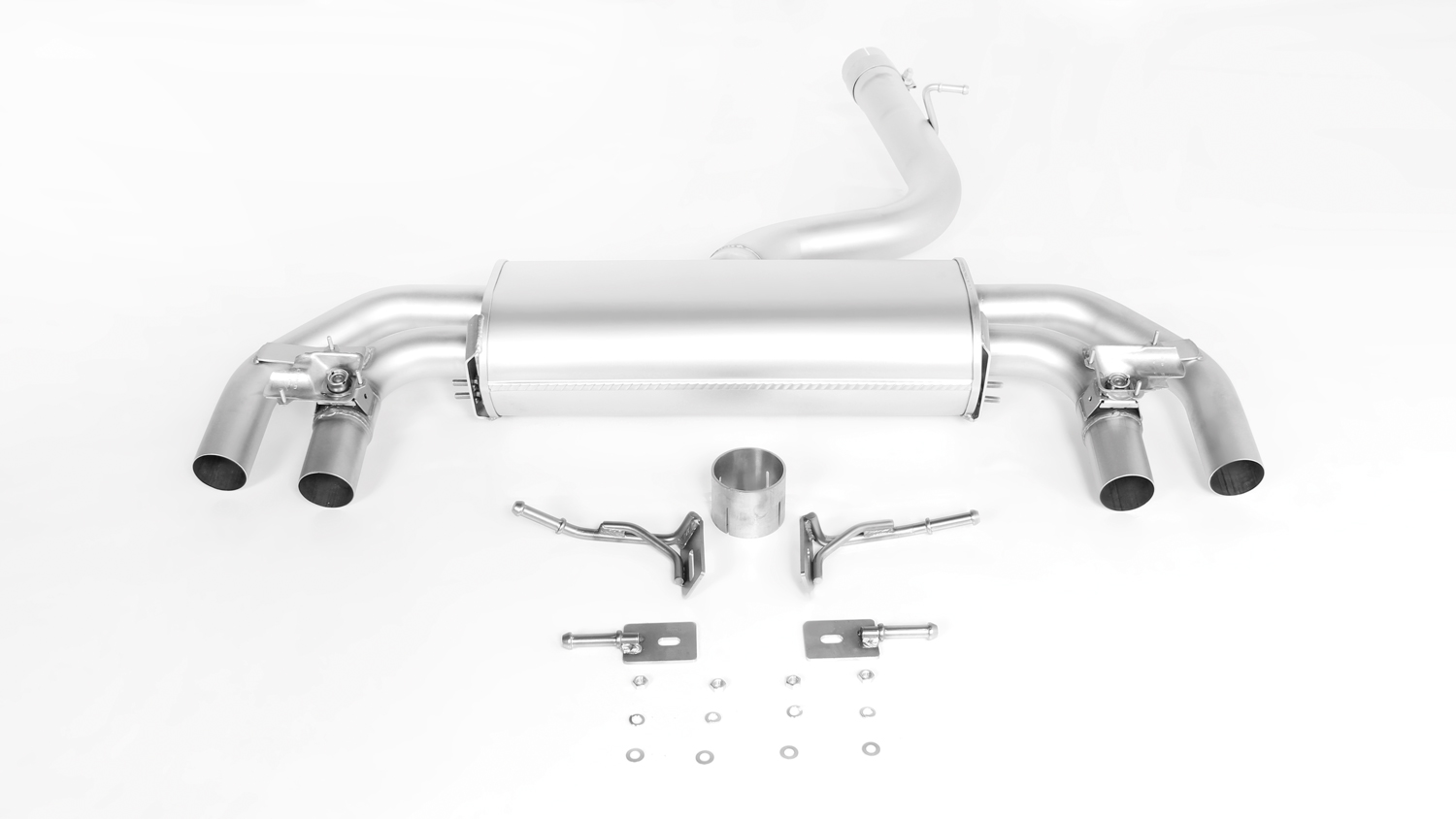 Rear Silencer Left/Right with Integrated valves using the OE valve control system with 4 tail pipes 98 mm Black Chrome Volkswagen : Golf Mk7 Hatchback 2.0 R
