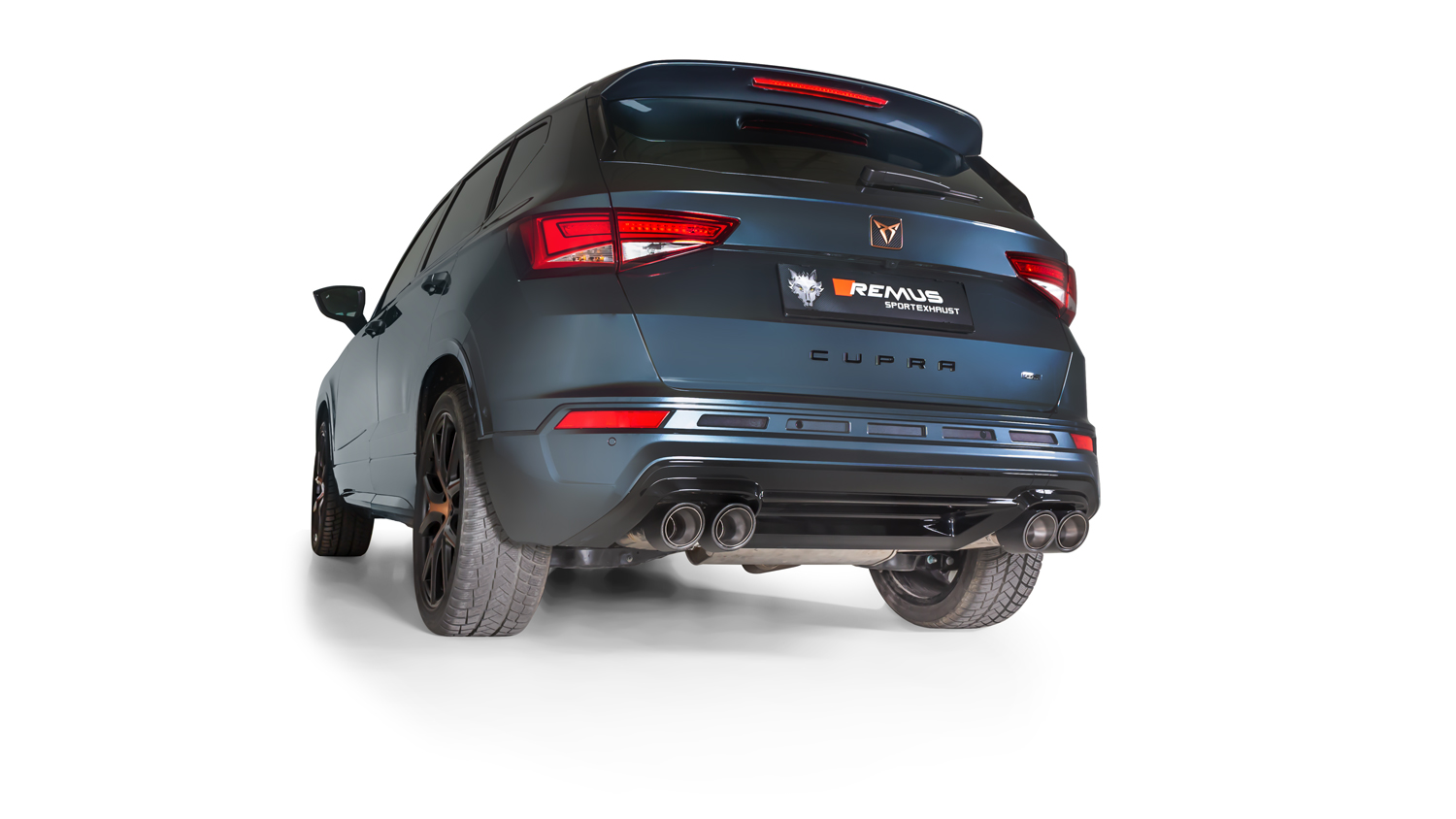 Rear Silencer Left/Right with Integrated valves using the OE valve control system with 4 Carbon tail pipes 102 mm angled, Titanium internals Cupra : Ateca Type 5FP 2.0 TSI 4Drive
