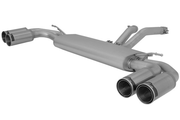 Rear Silencer Left/Right with 4 stainless steel straight tips 98 mm Porsche : Cayenne 958 3.0 S Hybrid