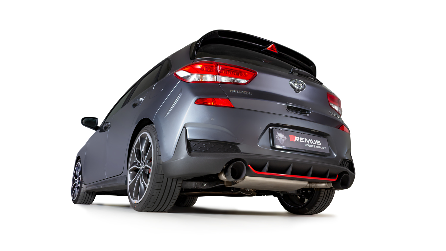 GPF back System Left/Right with Integrated valves using the OE valve control system with 2 Carbon tail pipes 102 mm angled, Titanium internals Hyundai : i30 PDE 2.0 N Performance