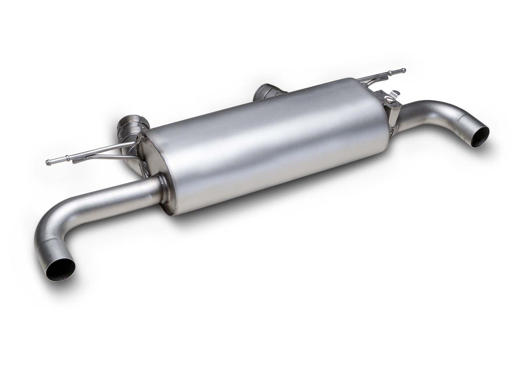 Axle back system with integrated valve with 2 tail pipes 115 mm angled, engraved, chromed Toyota : Supra JTSC 3.0 Turbo