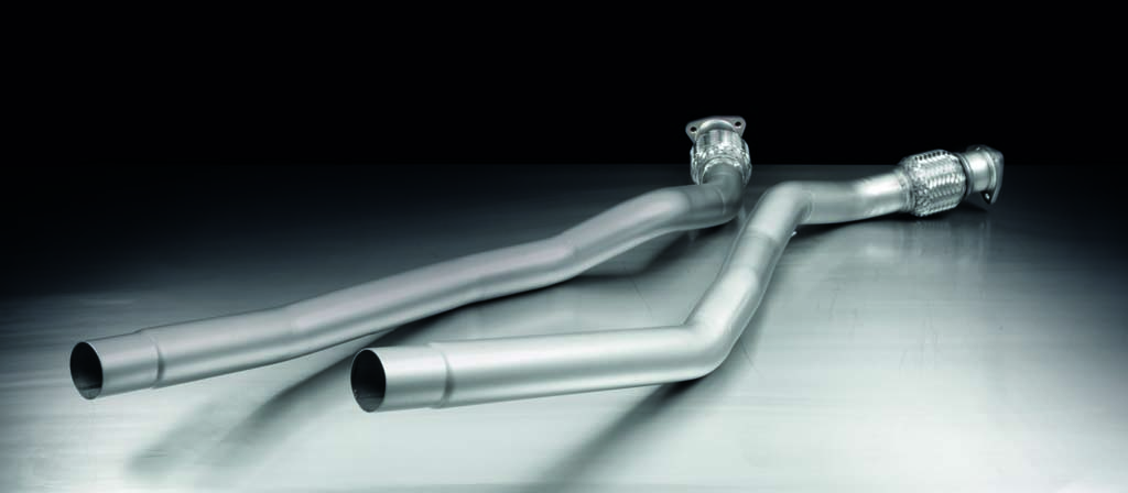 Non-Resonated Downpipe back System Left/Right with 2 tail pipes 84 mm angled Audi : A5 8T Sportback S5 3.0 TFSI