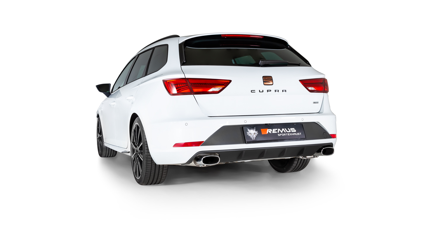GPF back System Left/Right with 2 tail pipes 133x85 mm angled/angled, chromed Seat : Leon 5F ST Estate 2.0 TSI Cupra 300 4drive