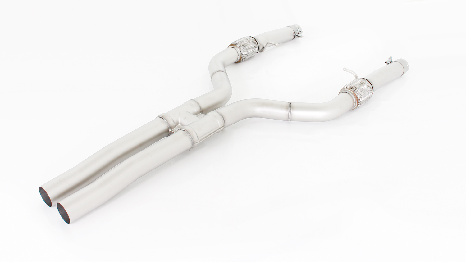 Non-Resonated Cat back system with integrated vacuum controlled valves with 4 Carbon tail pipes 102 mm angled, Titanium internals