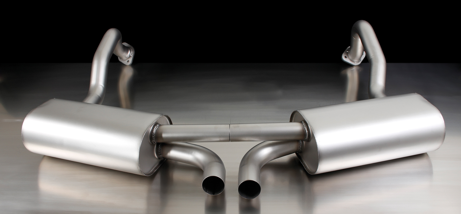 Rear Silencer Left/Right with 2 tail pipes 102 mm angled Porsche : Cayman 981 2.7